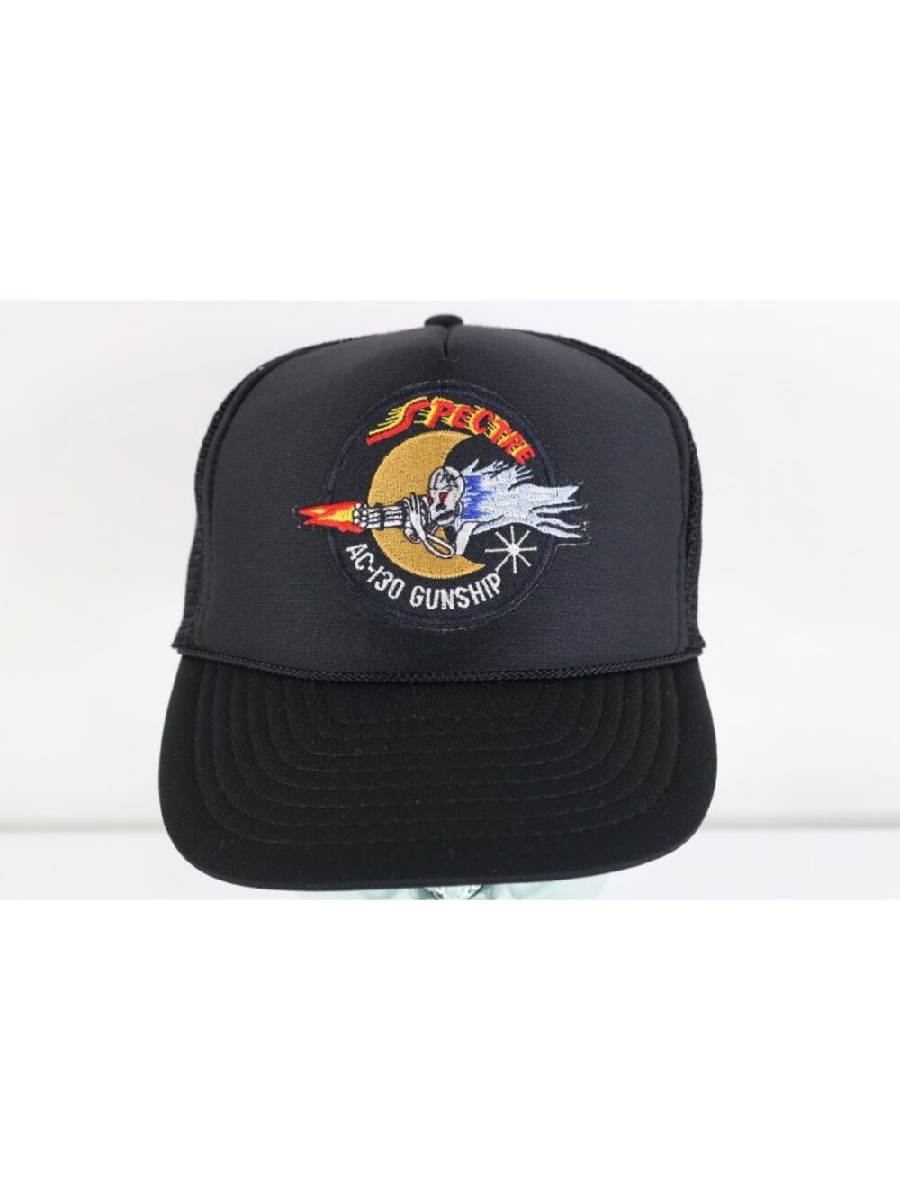 Vintage 90s Lockheed Martin Spectre AC-130 Gunship Skeleton Trucker Hat Snapback